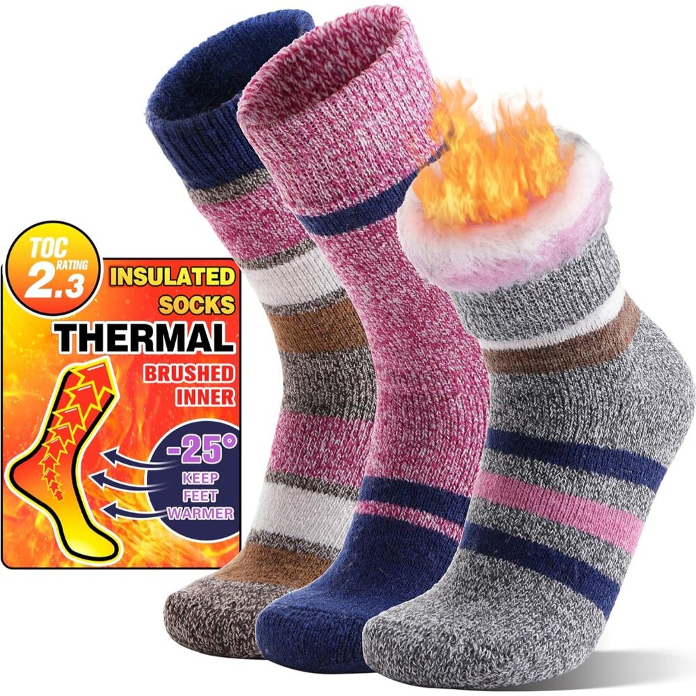 3 Pairs Thermal Warm Socks for Men & Women Thick Winter Extra Warm Insulated Boo